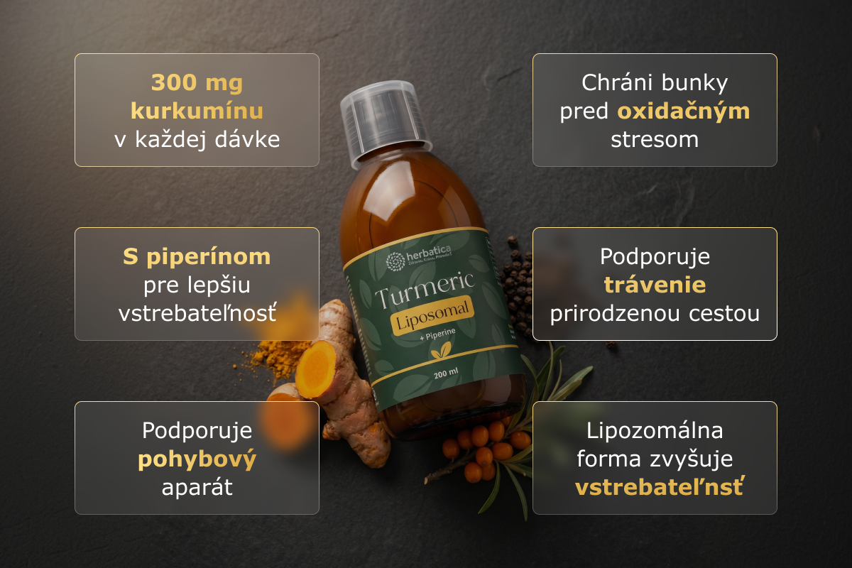 Lipozomálny Kurkuma Extrakt + Piperín - 200 ml - Herbatica